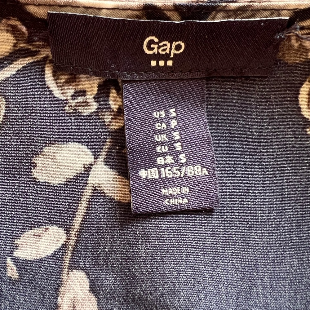 Gap Navy Floral Faux-Wrap Mini Dress - Picture 2 of 7